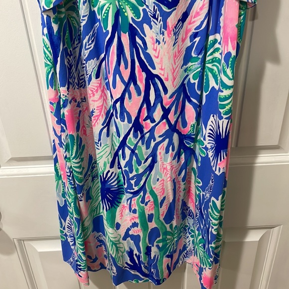 NWOT Lilly Pulitzer Esmeralda Jet Stream Blue Floral Ruffle Sleeve Shift Dress - Picture 7 of 12